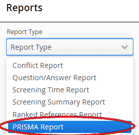 SWIFT-Active Screener FAQ - PRISMA Report Dropdown Menu